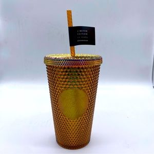 16oz Starbucks shiny honeycomb gold studded